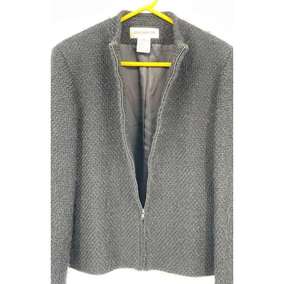 Jones New York Gray Women's Virgin Wool Blend Full Zip Blazer - Size 14 - Picture 2 of 5
